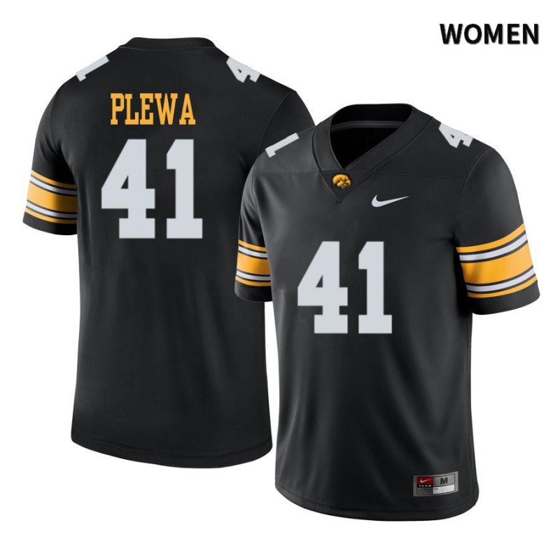 Women's Iowa Hawkeyes NCAA #41 Johnny Plewa Black Authentic Nike Alumni Stitched College Football Jersey QY34G84GB